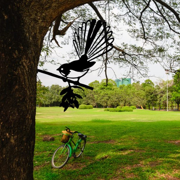 arte de pared de pájaro, pájaros en rama, arte de metal, colibrí de metal, decoración de jardín al aire libre, colibrí, silueta de jardín de metal interior para jardín y hogar