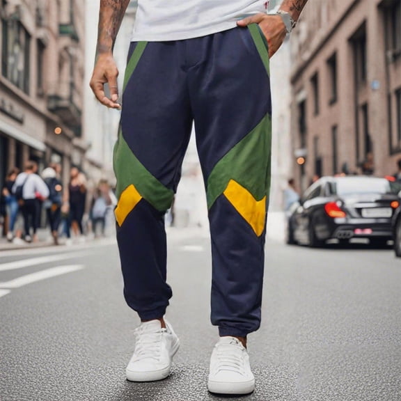 DayScoop Mens Pants Solid Color Trousers Summer Fashion Casual Sport Pocket Elastic Ankle Binding Waist Jogger Full Length Pants