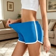 thumbnail image 3 of hoksml Women Elastic Waist Cotton Blend Side Stripe Casual Shorts Loose Fit Sleep Lounge Shorts for Home Sports Wear, 3 of 6