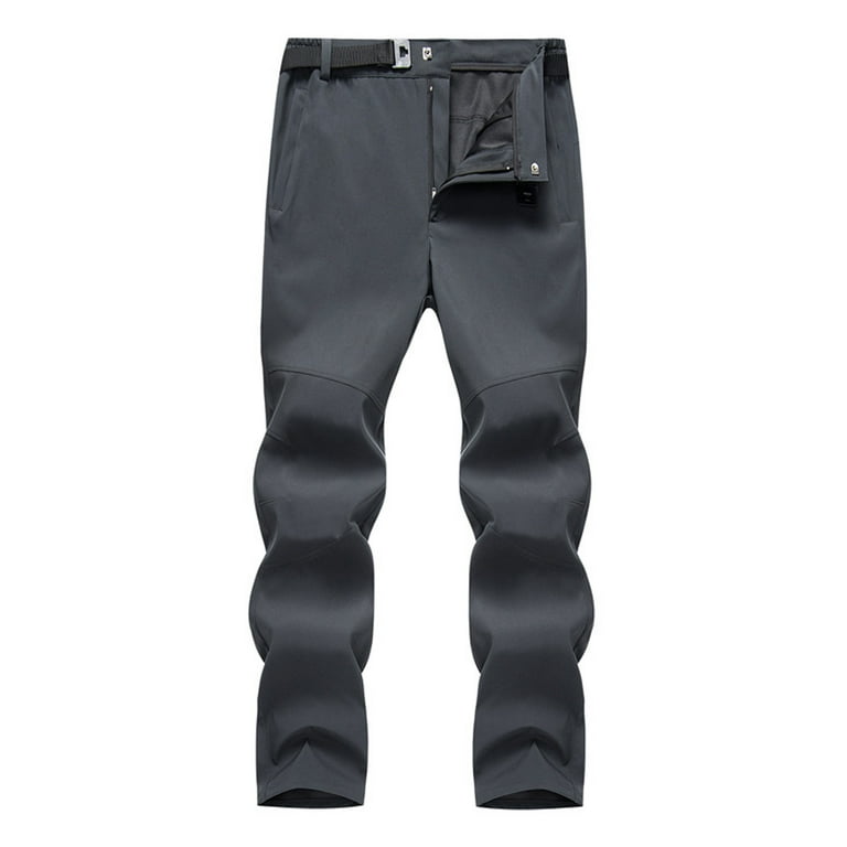 Brglopf Men's Outdoor Hiking Pants Quick Dry Waterproof Lightweight  Mountain Pant Cargo Work Pants with Zip Pockets and Belt(Dark Gray,L)