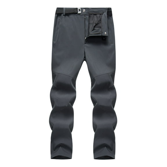 Technical Pants for Men Big and Tall with Belt Zipper Pockets Plus Size Waterproof Straight Leg Stretchy Comfort Solid Outdoor Jogger Hiking Trousers