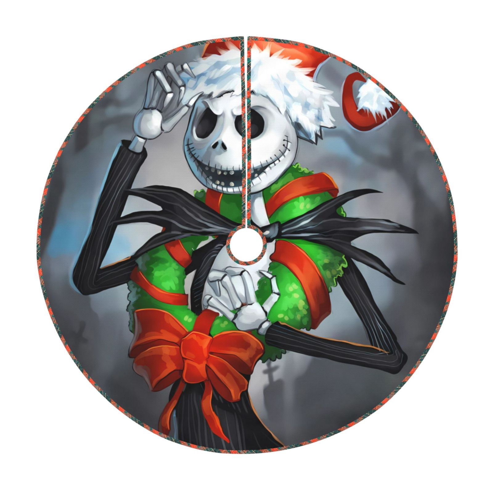 Goofa The Nightmare Before Christmas Pattern Christmas Tree Skirt with Ties, Christmas Tree Decorations, Farmhouse Christmas Decor Xmas Holiday Decorations-48"