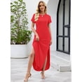thumbnail image 2 of Chiclily Women's Summer Maxi Dress Loose Short Sleeve T-Shirt Long Dress Casual Side Split Sundress with Pockets, S-2XL, 2 of 9