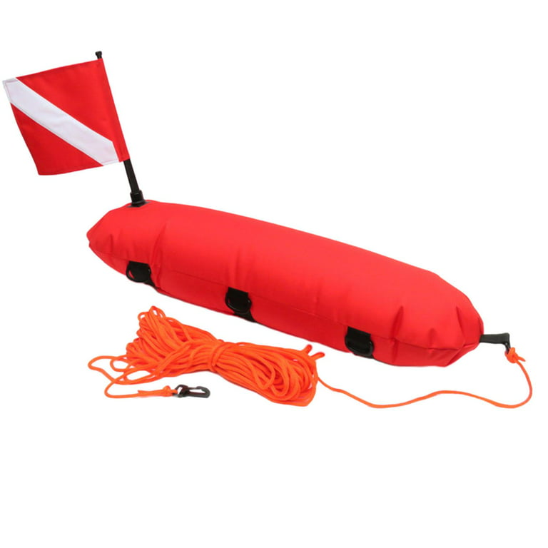 Inflatable Float Signal Board for Freediving, Scuba Diving, Dive Flag, Visibility Orange, D-Rings, 25m Rope , Dive Flag for Snorkeling Spearfishing 