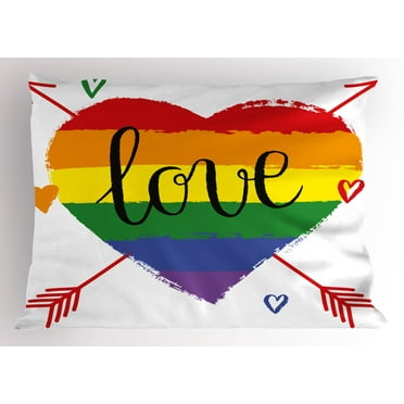 Ambesonne Pride Pillow Sham, Heart Arrows Love Doodle, 26" X 20", Multicolor
