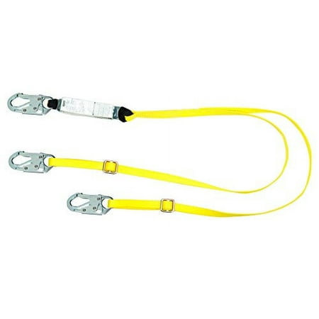 MSA 10155936 Workman Twin-Leg Web Lanyard, 36C Stainless Steel Snap Hooks, ANSI Z359.13