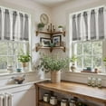 thumbnail image 4 of Striped Linen Valance Curtain 16 Inch Vertical Striped Valance for Kitchen Bathroom Light Filtering Rod Pocket Cottagecore Farmhouse Semi Sheer Short Window Curtain 1 Panel Black, 4 of 8