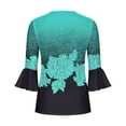 thumbnail image 5 of St. Patrick's Day AXXD Button Down Shirts for Lady V-neck Printed Summer 3/4 Sleeves T Shirts for Women Graphic Tees Clearance Green 12, 5 of 5