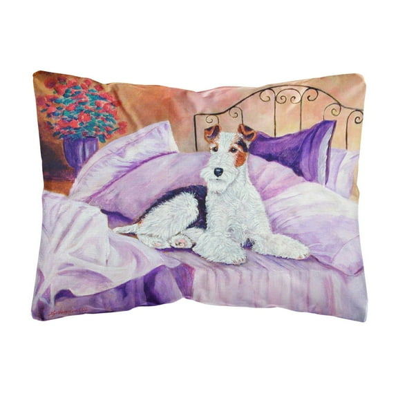 Carolines Treasures 7121PW1216 Fox Terrier Waiting on Mom Decorative Canvas Fabric Pillow, 12H x16W, multicolor