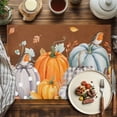 thumbnail image 4 of Pumpkin Thanksgiving Placemats Set of 2 Fall Bird Give Thanks Heat Insulated Linen Place Mats, Washable Stain-Proof Table Mats for Dining Tables Holiday Decor 13x19inch, 4 of 9