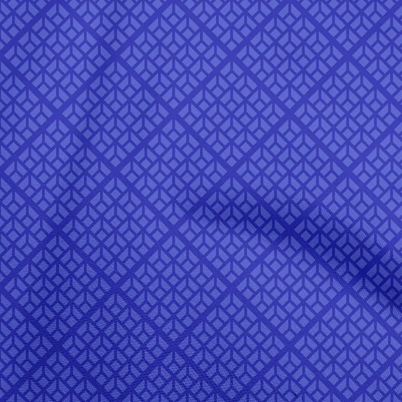 oneOone Cotton Cambric Medium Blue Fabric Geometric Quilting Supplies Print Sewing Fabric By The Yard 56 Inch Wide