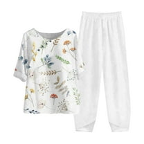 Tbopshirt Women's 2 Piece Outfits Women's Summer Suit Fashion Short Sleeve Solid Color Trousers Casual Two-Piece Suit Wide Leg Pants