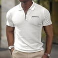 thumbnail image 2 of Yindaity Zipper Polo Shirts for Men Slim Fit Shirts Casual Stretch Ribbed Knit Zip Shirt White,M, 2 of 5