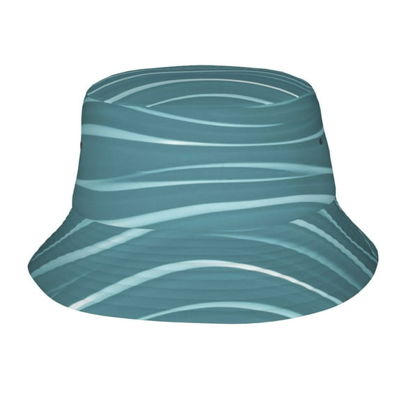 Blue Abstract Wave Texture Lightweight and Breathable Foldable Adult Sunshade Bucket Hat, Men and Women Universal, Suitable for Any Season
