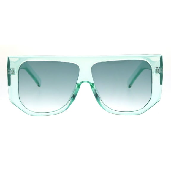 Pimp Color Flat Top Thick Temple Plastic Mobster Square Sunglasses Green