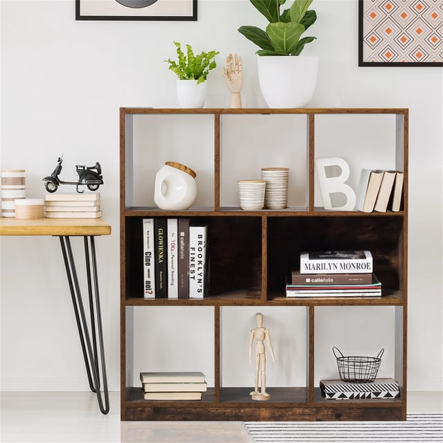 Costway Librería con Compartimientos Abiertos Estante en Estilo Industrial para Decoraciones y Libros para Salón Dormitorio Estudio 86 x 28 x 94 cm