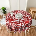 thumbnail image 6 of Swirl Candy Christmas Round Tablecloth White and Red Xmas Table Cover Washable Tablecloths for Kitchen Dining Party Home Decor 60 inch, 6 of 6