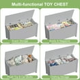 thumbnail image 4 of Kids Wooden Toy Chest, 2 In 1 Large Toy Storage Truck Bench with Flip-Top Lid, 2 Safety Hinges & Groove Handle, Toddler Big Toy Box for Playroom & Bedroom, Gift for Boys Girls Age 3+ (Gray), 4 of 7