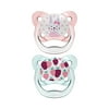 Dr. Brown's PreVent Orthodontic Baby Pacifier, Suction Free Air Channel, Contoured Butterfly Shield is Gentle on Face, Made in USA, Stage 1, 0-6m, 2-Pack, Pink