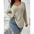 thumbnail image 3 of Women Plus Top 5XL Sweater Top Tunic Top Pullover Lady Top Long Sleeve Daily V-neck Autumn Daily Sweater Top Loungewear Striped Cogild, 3 of 5