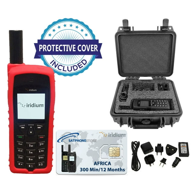 SatPhoneStore Iridium 9555 Satellite Phone Deluxe Package with Pelican Case, Silicone Protective Case and Prepaid 300 Minute SIM Card Ready for Easy Online Activation (Africa)