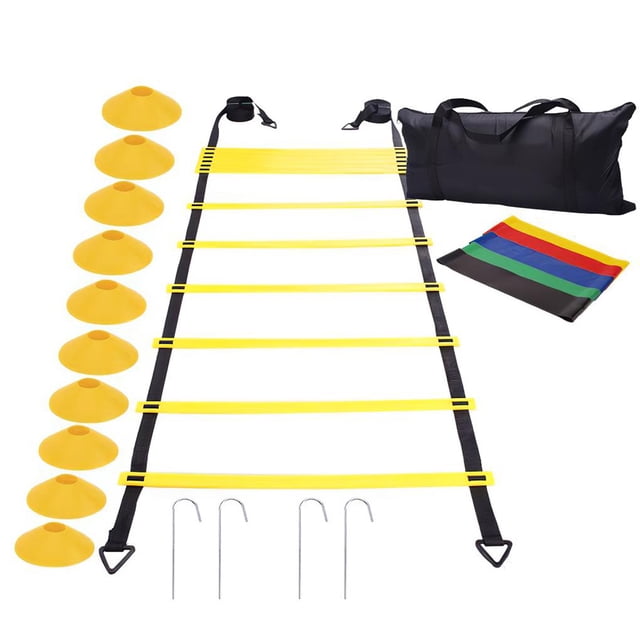Soidarity Escalera de agilidad con conos de velocidad Juego de entrenamiento Equipo de entrenamiento para mejorar el estado físico y aumentar el juego de Deportes y aire libre Soidarity OD007150-00
