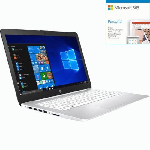 HP Stream 14" Laptop AMD A4 4GB RAM 64GB eMMc Diamond White + Microsoft
