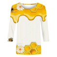 thumbnail image 4 of JLFKNG T Shirts For Women Fashion Letter Printed Bee Festival Style T-Shirts V Neck 3/4 Sleeve Breathable Loose Fit T Shirt Tops Comfy Womens Clothing, 4 of 4