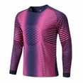 thumbnail image 2 of YONGHS Kids Goalie Shirt Soccer Goalkeeper Jersey Football Training Uniform Sport Workout Tee Navy Blue&Hot Pink 9-10, 2 of 3