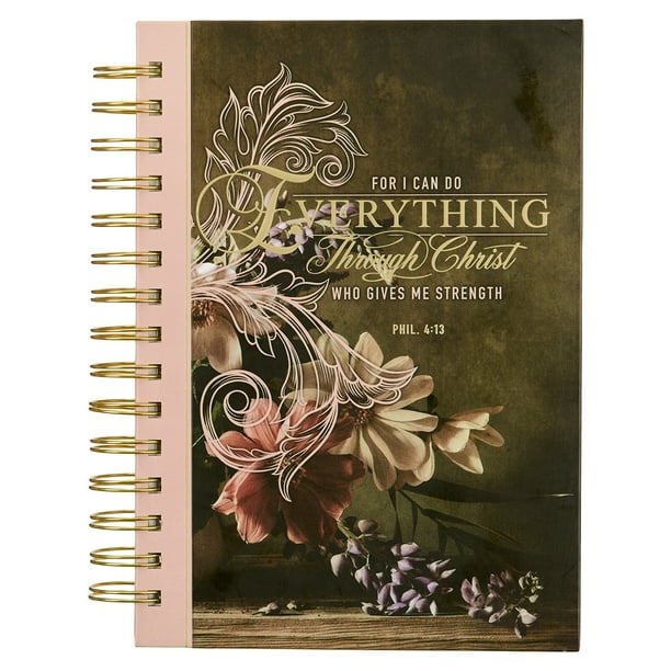 Christian Art Gifts Inspirational Spiral Journal Lined Notebook for Women Everything Through