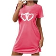 thumbnail image 2 of FDGIU Women's Heart Printed Nightgown for Valentine's Day - Soft Short Sleeve Sleepshirt Pajama Dress Loungewear S-2XL, 2 of 6