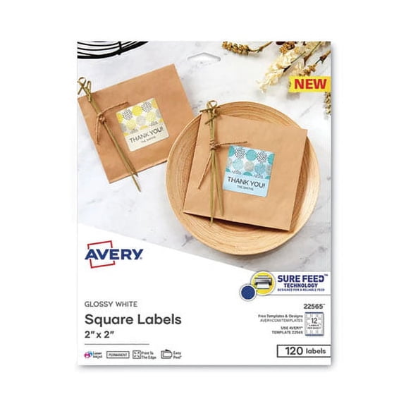 Laser/Inkjet Media Labels, Inkjet/Laser Printers, 2 x 2, White, 12 Labels/Sheet, 10 Sheets/Pack | Bundle of 2 Packs
