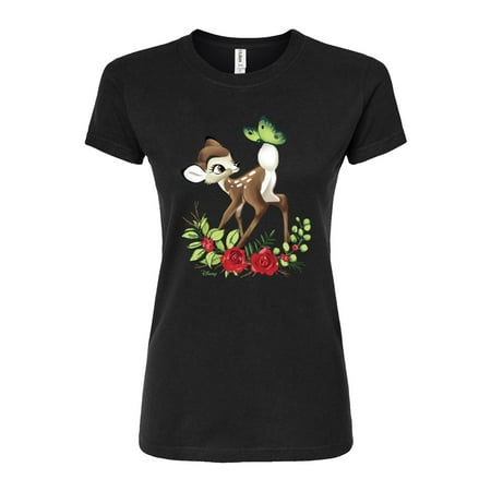 Disney Bambi - Christmas - Botanical Butterfly - Juniors Fitted Graphic T-Shirt