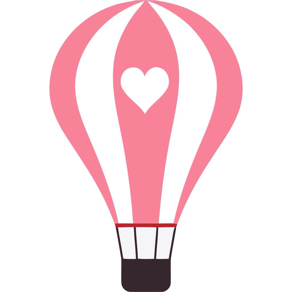 Hot Air Balloon Pink Stripe Cartoon Icon Decal Vinyl Sticker Children