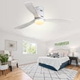 thumbnail image 3 of Sofucor 52 Inch Flush Mount Ceiling Fan with Remote, Reversible Motor,Integrated Light Optional Silver with Grey Blades With Light, 3 of 5
