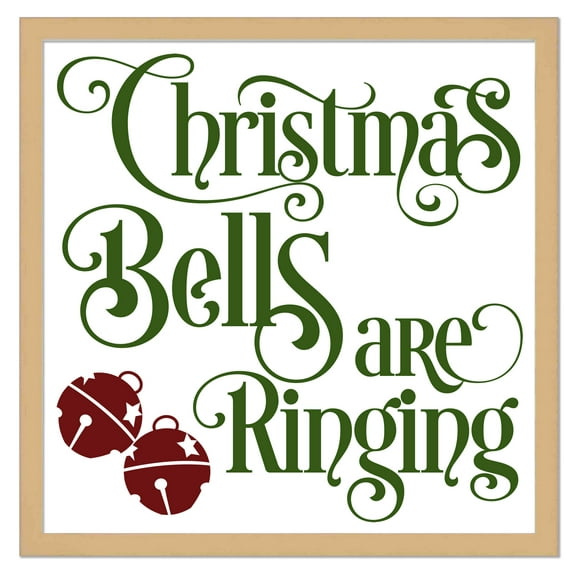 Christmas Bells are Ringing 9.5" x 9.5" Framed Christmas Wall Decor Art Print Sign Poster in a