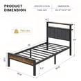 thumbnail image 5 of Kbun Twin Size Bed Frame with Headboard Storage Metal Platform Bed with Charging Station, Upholstered Tufted Storage Headboard,Noise-Free, No Box Spring Needed, Easy Assembly, Rustic, 5 of 8