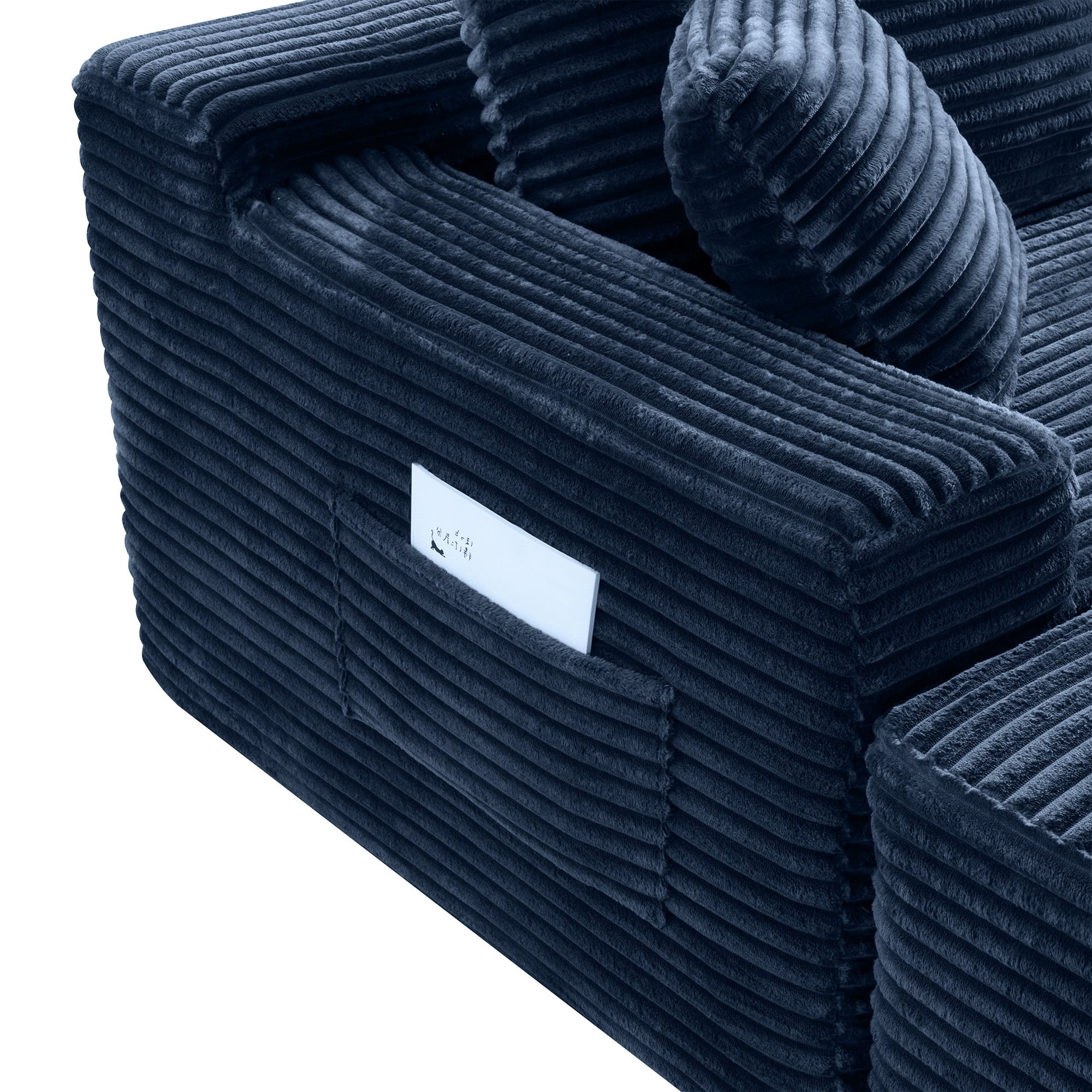 MOONMISS Small Modular Sectional Sofa with Movable Chaise and Ottoman,U-Shaped Boneless Cloud Couch for Living Room Apartment,Blue(Right Facing Chaise)