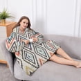 thumbnail image 5 of Oversized Wearable Blanket Hoodie,Colorful Geometric Diamond Pattern Sherpa Blanket Hoodie with Super Pockets,Super Warm Fuzzy Pullover for Women & Men, 5 of 6