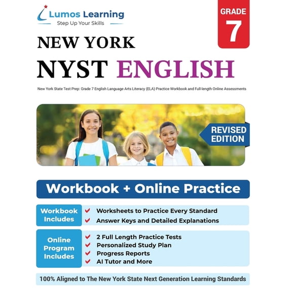 Grade 7 English Language Arts Literacy (ELA) Practice Workbook and Full-length Online Assessments: NYST Study Guide, (Paperback)