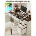 thumbnail image 4 of 60" Farmhouse Executive Desk with File Drawer, Storage Cabinet, Wood Home Office Desk , Rustic Computer Writing Desk for Home, Study, Work, Writing, 4 of 9