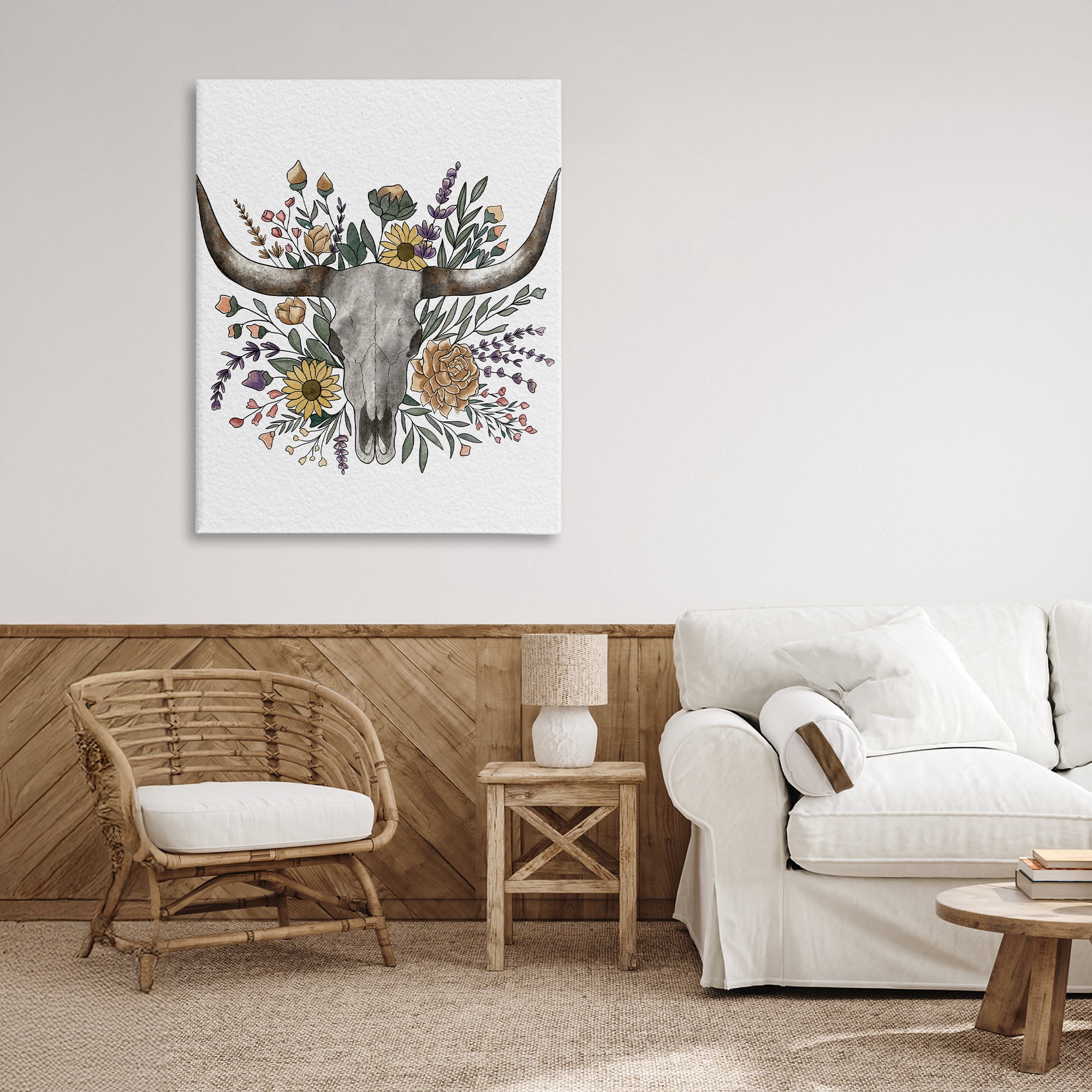 Stupell Industries Boho Wildflower Longhorn Canvas Wall Art, design by Alisha Kiara Design
