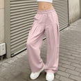 thumbnail image 2 of TOWED22 Girls Straight Wide Leg Track Pants Elastic Waist Casual Baggy Athletic Pants Loose Jogger Sweatpants(Pink,6-7 Y), 2 of 7