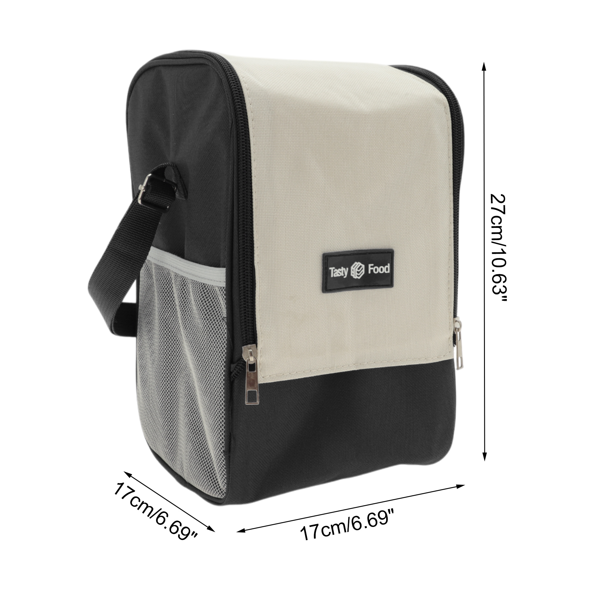 Unique Bargains Insulated Lunch Tote for Work 6.69"x6.69"x10.63" 1 Pc Black