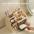thumbnail image 5 of HBlife Makeup Organizer with Brush Holder for Vanity, Large Plastic Bathroom Countertop Organizer Skin Care Storage, Beige, 5 of 7