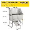thumbnail image 3 of VEVOR 50" Stainless Steel Dog Grooming Tub - Professional Pet Bath Station w/ Steps, Left Door, Faucet & Accessories, 3 of 9