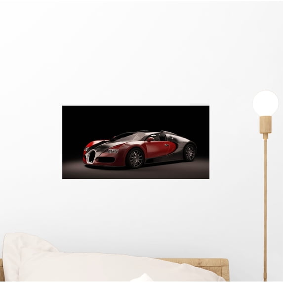 Super Sport Car Black Wall Mural by Wallmonkeys Peel and Stick Graphic (12 in W x 4 in H) WM308627