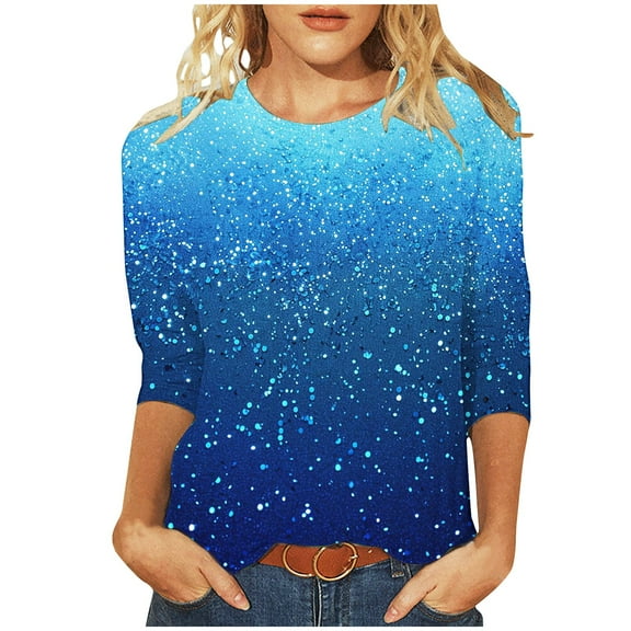 Womens Shirts 3/4 Sleeve Dressy Womens Tops Dressy Summer Tshirts Shirts Women Summer Shirt on Sale