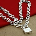 thumbnail image 2 of GKNET Modern Sophistication 925 Sterling Silver Square Lock Pendant Necklaces Chain-default, 2 of 4