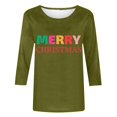 thumbnail image 4 of Pisexur Joyeux Noël T-Shirts pour Femmes Col Rond Manches 3/4 Mode Vacances Tee Tops Mode Ample Automne, 4 of 4